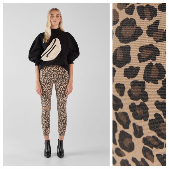 bershka leopard print jeans
